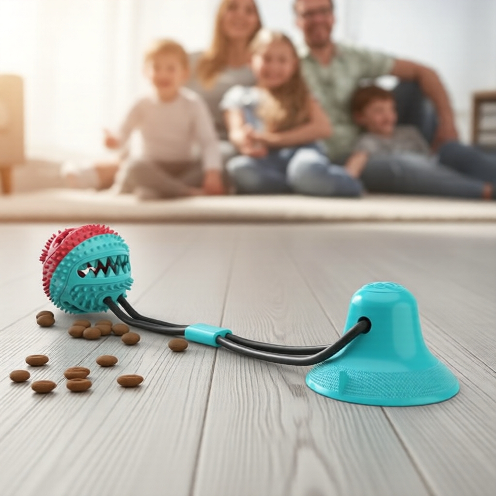 Bola de brinquedo molar com ventosa interativa para cães e gatos – comedouro resistente para mordidas