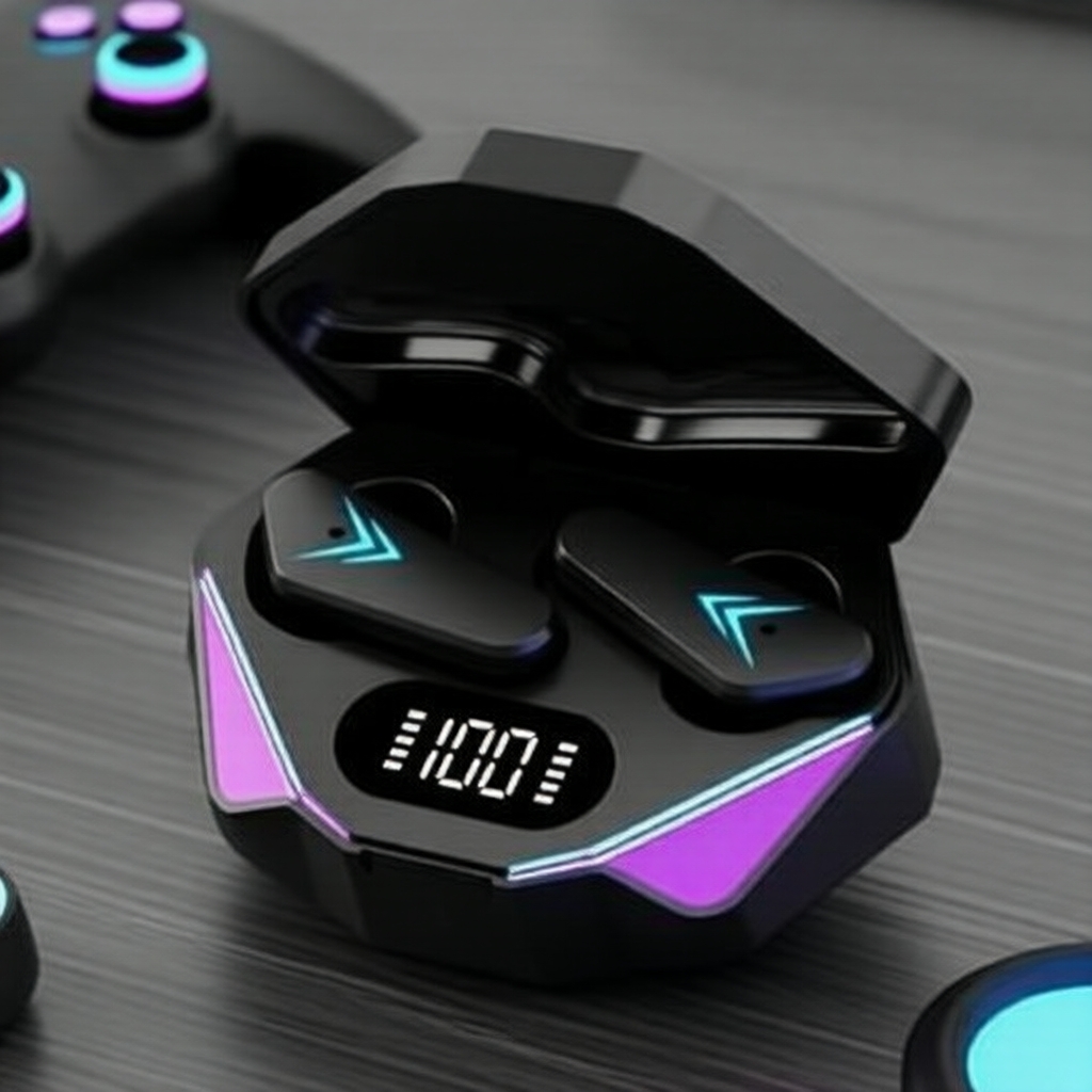 Fones de Ouvido Gamer Bluetooth sem Fio HQAi com Som Hi-fi, Display LED, Cancelamento de Ruído e Design à Prova d'Água