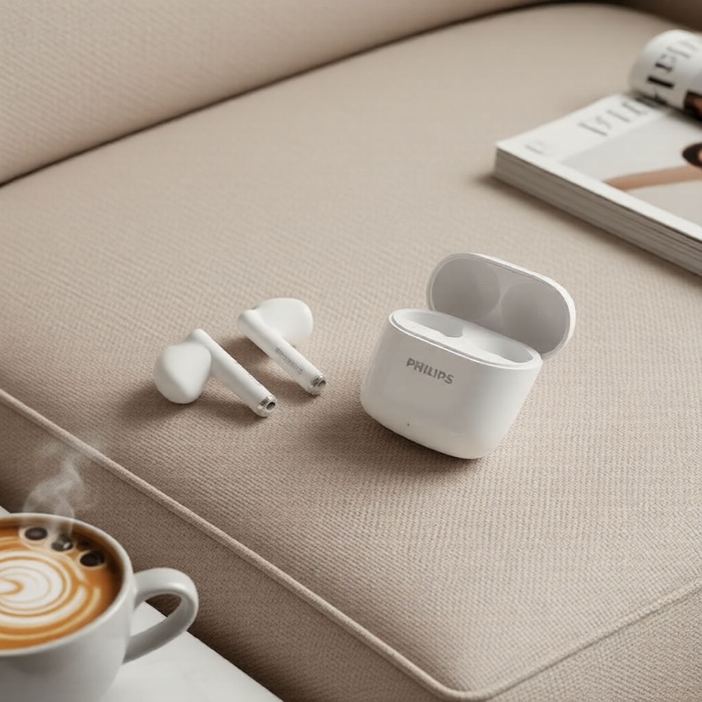 Fones de ouvido Philips TAT2420 TWS com Bluetooth 5.4, à prova d’água, cancelamento ativo de ruído, áudio rico, baixa