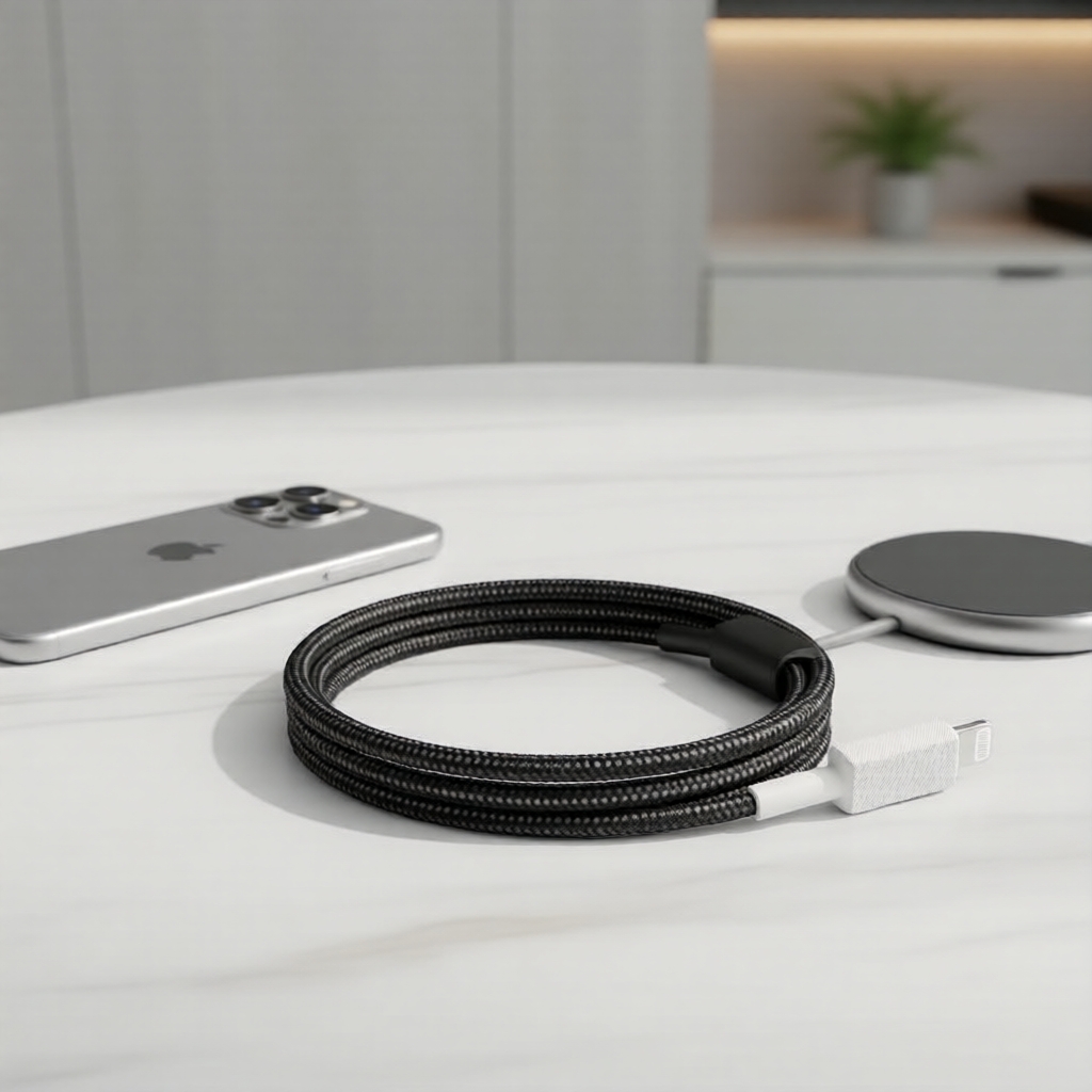 Cabo USB-C para Lightning MFi – Trançado de nylon, Anti-EMI, carregamento rápido para Apple iPhone/iPad