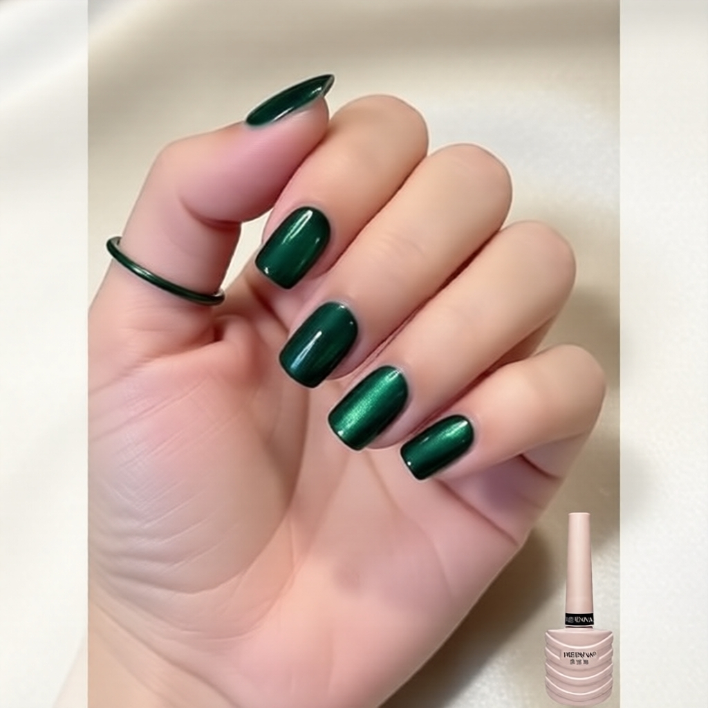 Esmalte em gel olho de gato verde jade, efeito de pérola de vidro de nível salão DIY