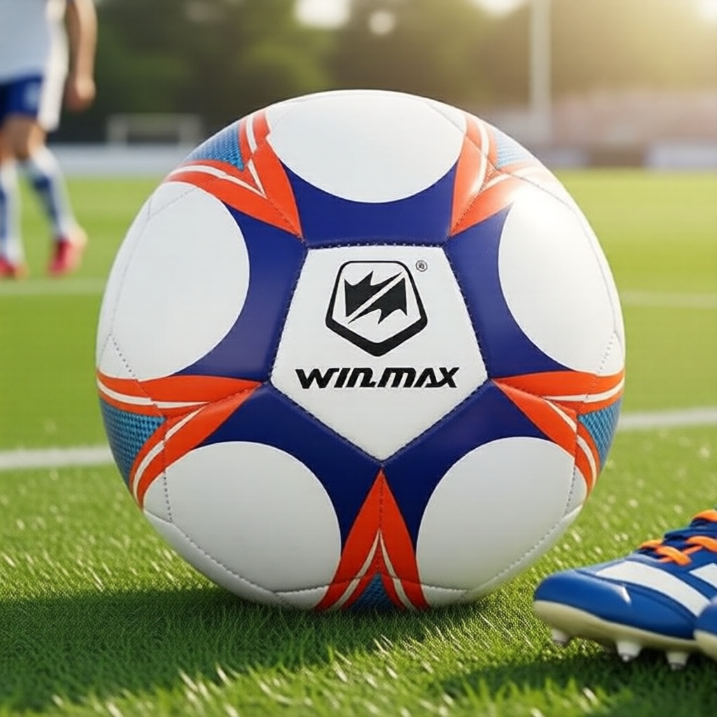 Bola de treinamento interna e externa WINMAX No 5, azul e laranja, costura à máquina resistente, adequada para partidas