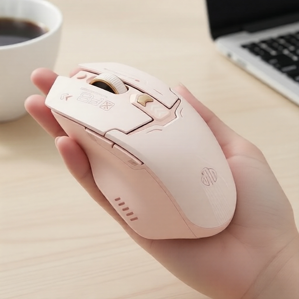Mouse Sem Fio Inphic F8 II 2.4G, Silencioso, Visor de Energia, Recarregável, Rosa, para Meninas