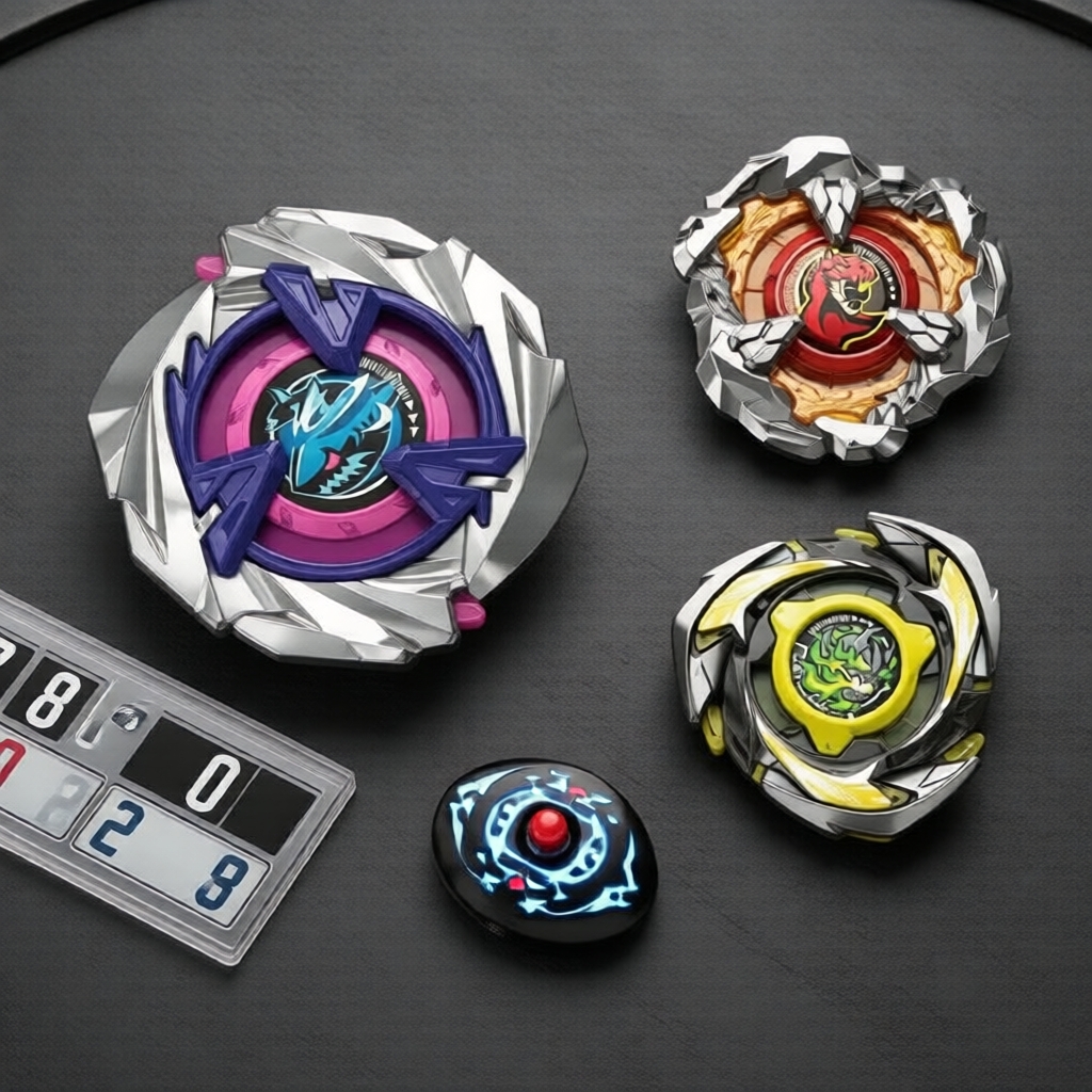 Deck Shark Scale Bey X UX 15 com Lançador LED e Grip - Conjunto Xtreme Beyblade Presente de Formatura para Meninos