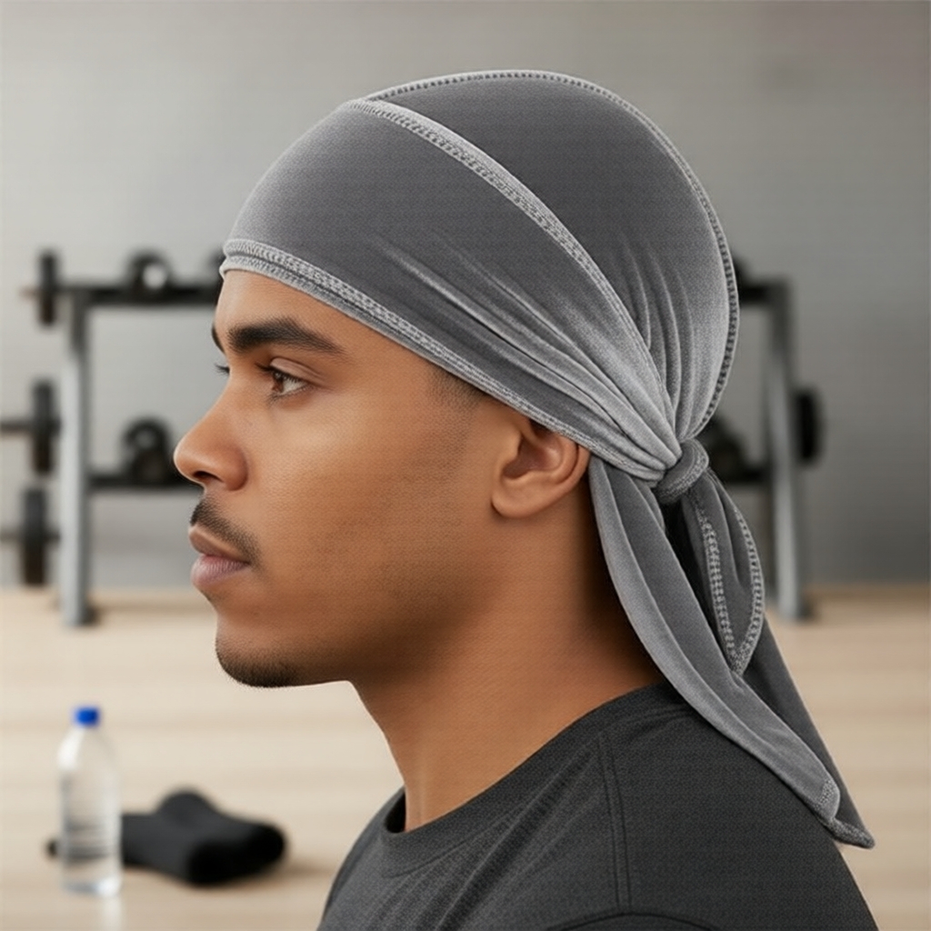 Durag de Cetim Estilosa para Homens – Chapéu Pirata de Veludo Macio, Gorro para Dormir e Ciclismo, Presente Único para o