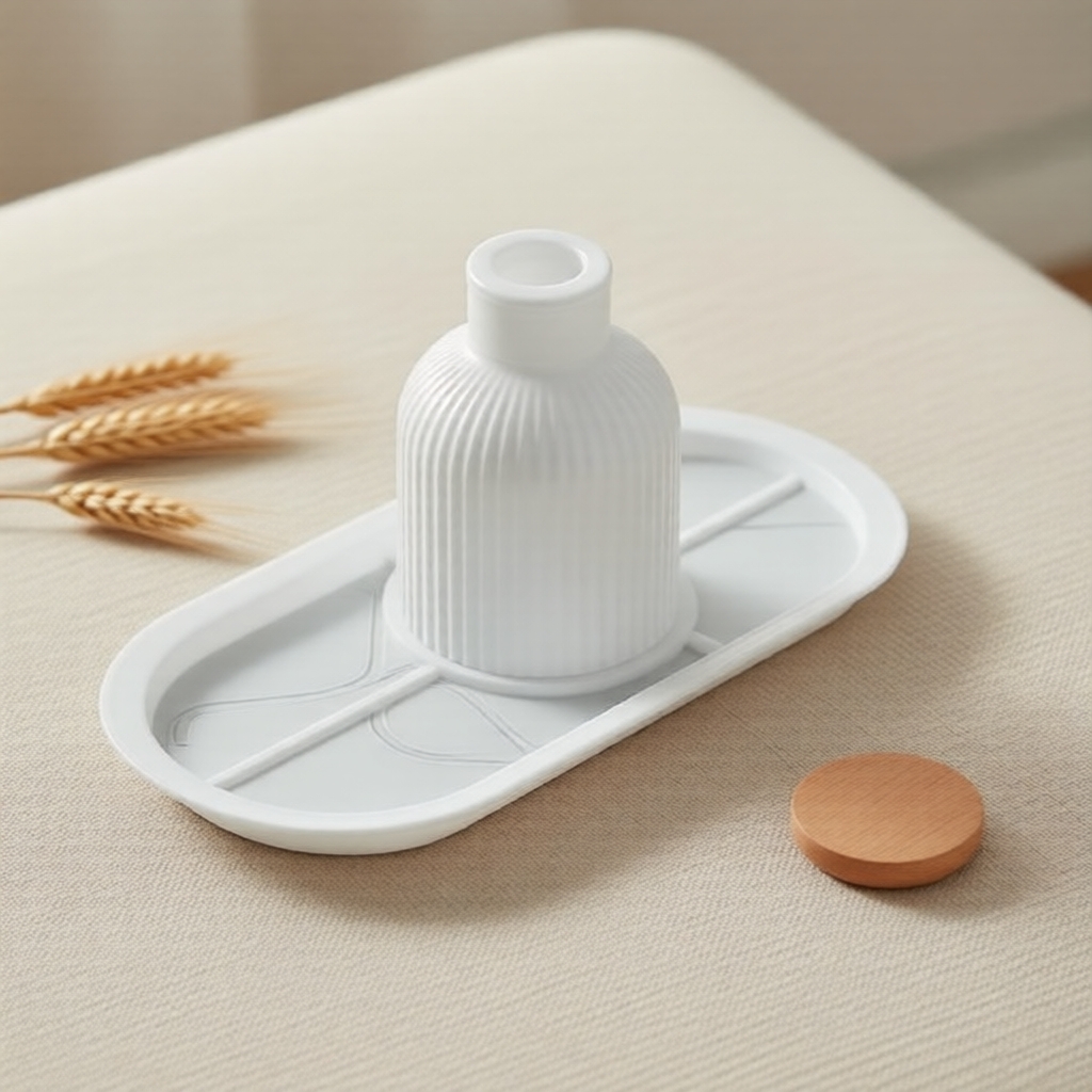 Molde de Silicone para Artesanato DIY - Bandeja Oval com Listras, Castiçal de Lótus em Vaso - Resina Epóxi/Gesso/Cimento
