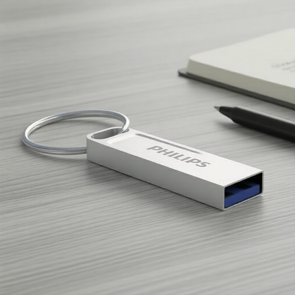 Pen Drive Philips USB 2.0 elegante, armazenamento portátil para documentos de escritório e arquivos de estudo