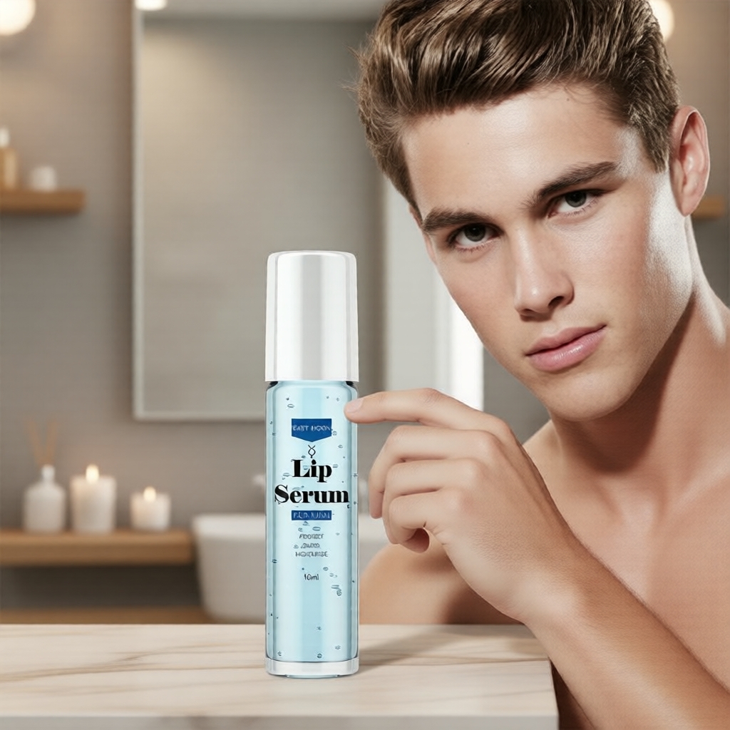 Sérum Labial Rosa Natural com Vitamina E para Homens - Hidrata, Protege e Ilumina Lábios Secos, Rachados e Escuros