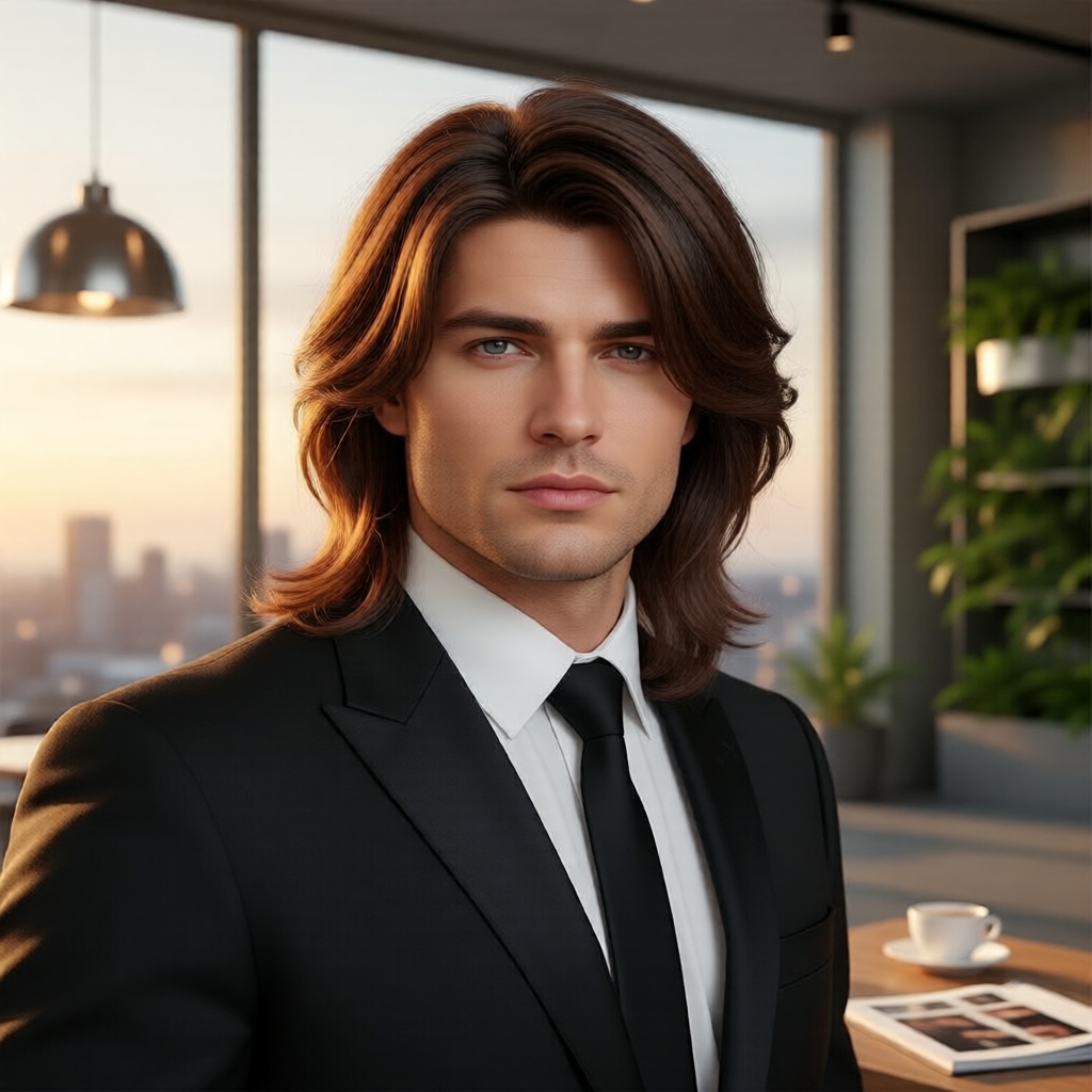 Peruca Sintética Masculina Castanha em Camadas, Cabelo Ondulado Curto para Uso Diário, Negócios, Festas e Cosplay