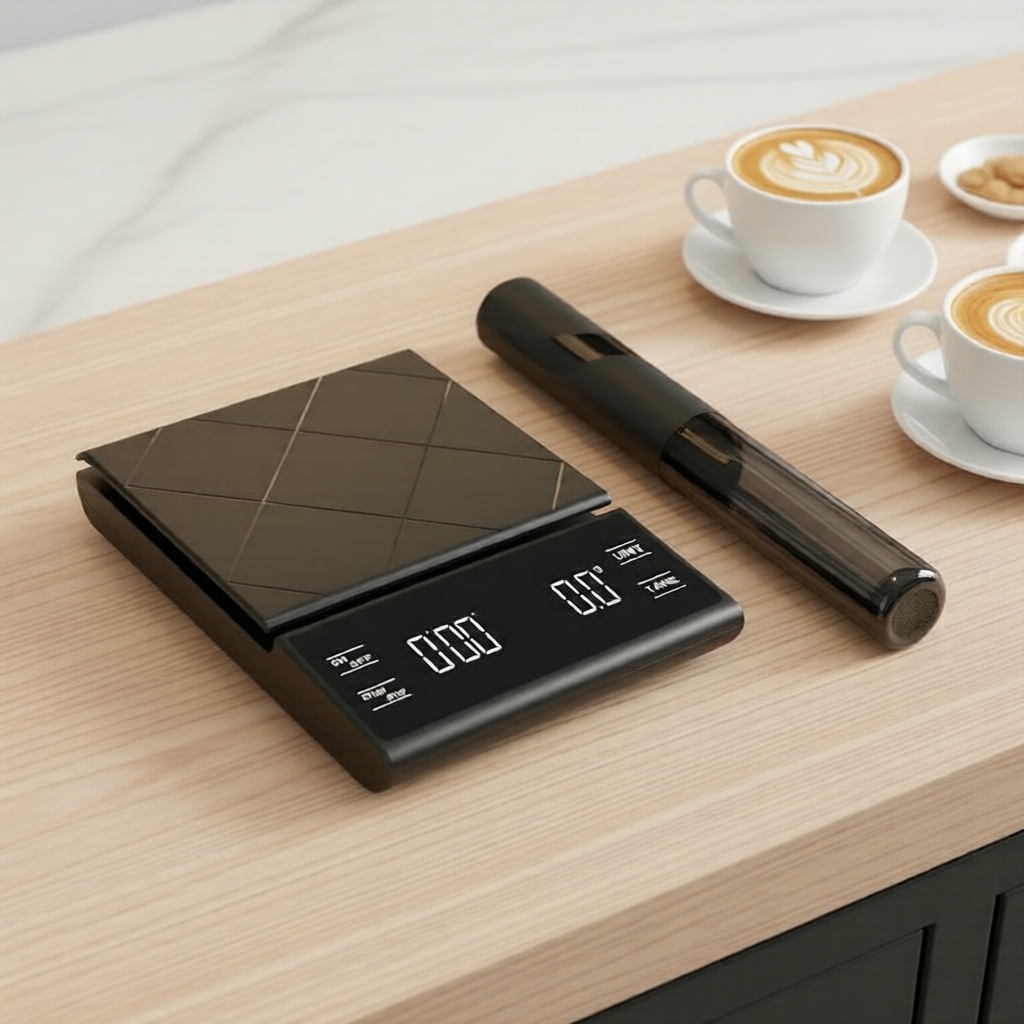 Conjunto de Preparo de Café: Balança Digital Recarregável de Alta Precisão + Espumador Elétrico