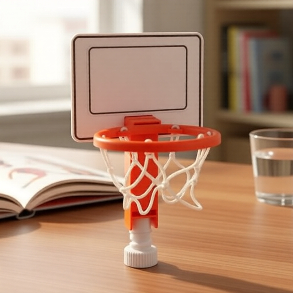 Tabela de Basquete Mini Antiestresse para Mesa – Suporte sem Furar, Brinquedo Anti-fidget, Presente Criativo para