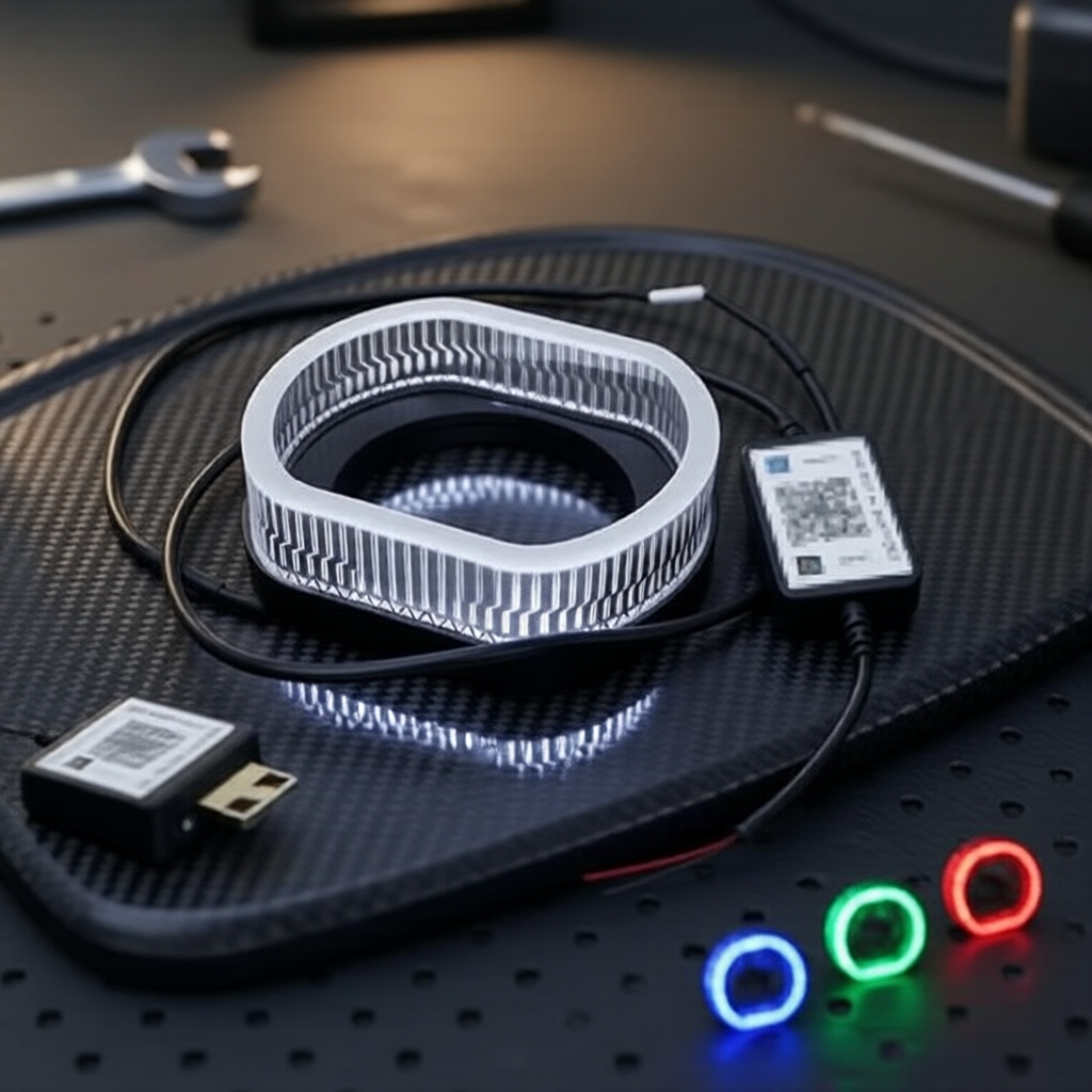 KEVANLY 1 peça farol LED RGB halo olho de anjo para motocicleta com controle por aplicativo Bluetooth