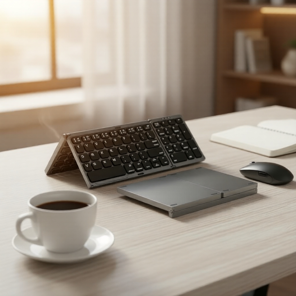 Teclado Bluetooth dobrável recarregável Jomaa, com teclado numérico, para conexão a múltiplos dispositivos