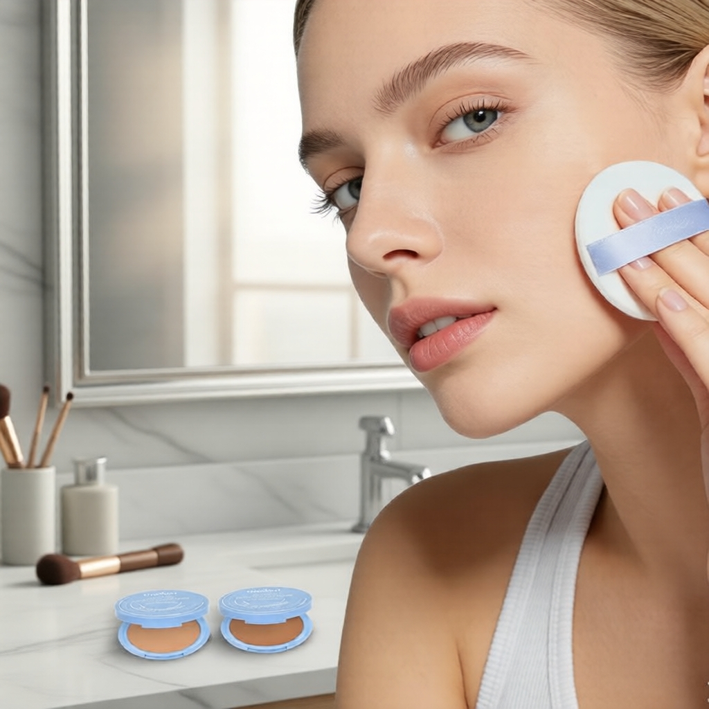 DAISIBO Pó Compacto Facial Matificante - À prova d’água, longa duração, não craquela, acabamento leve e uniforme