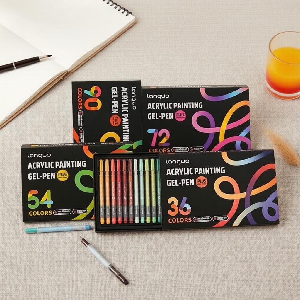 Canetas de Tinta Gel em Acrílico Blueberry Plus, 90 Cores, Ponta 1.0mm, Pigmento Intenso, Grande Capacidade, Série de