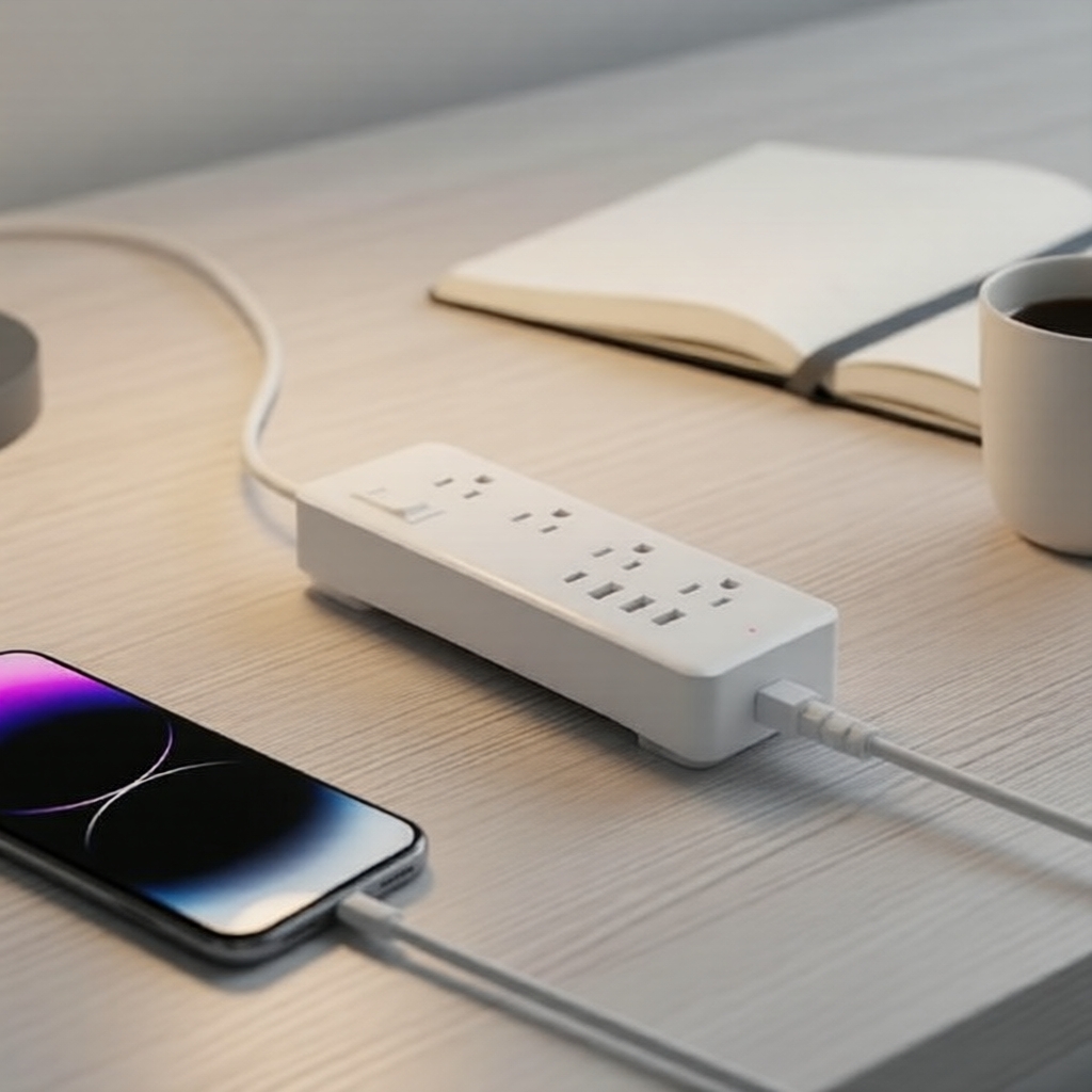 Extensor de Tomada US com 12 Entradas, Régua de Energia com Cabo Curto e USB, Segurança Contra Sobrecarga para Casa e