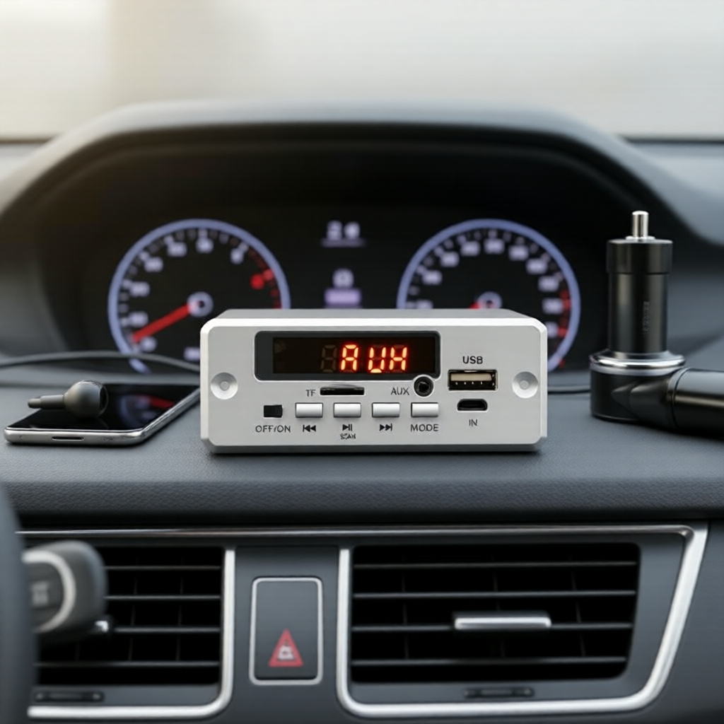 Mini Placa Amplificadora Estéreo Bluetooth 5.0 Classe D 2x25W 6-12V DC, Controle Remoto, Cabo de Alto-falante e Fonte de
