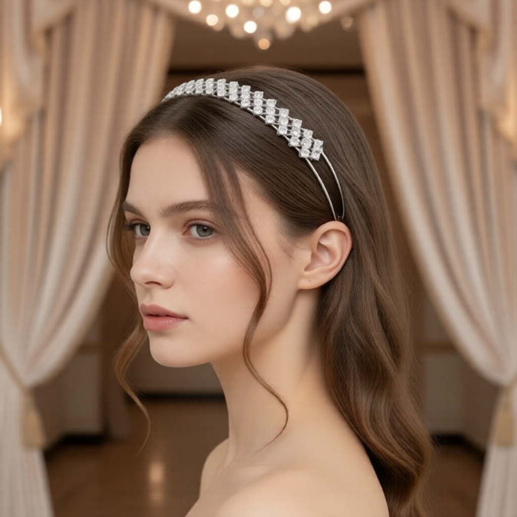 Faixa de cabelo de casamento com strass glamorosa, peça elegante de 1 peça para estilo diário e festivo de noiva