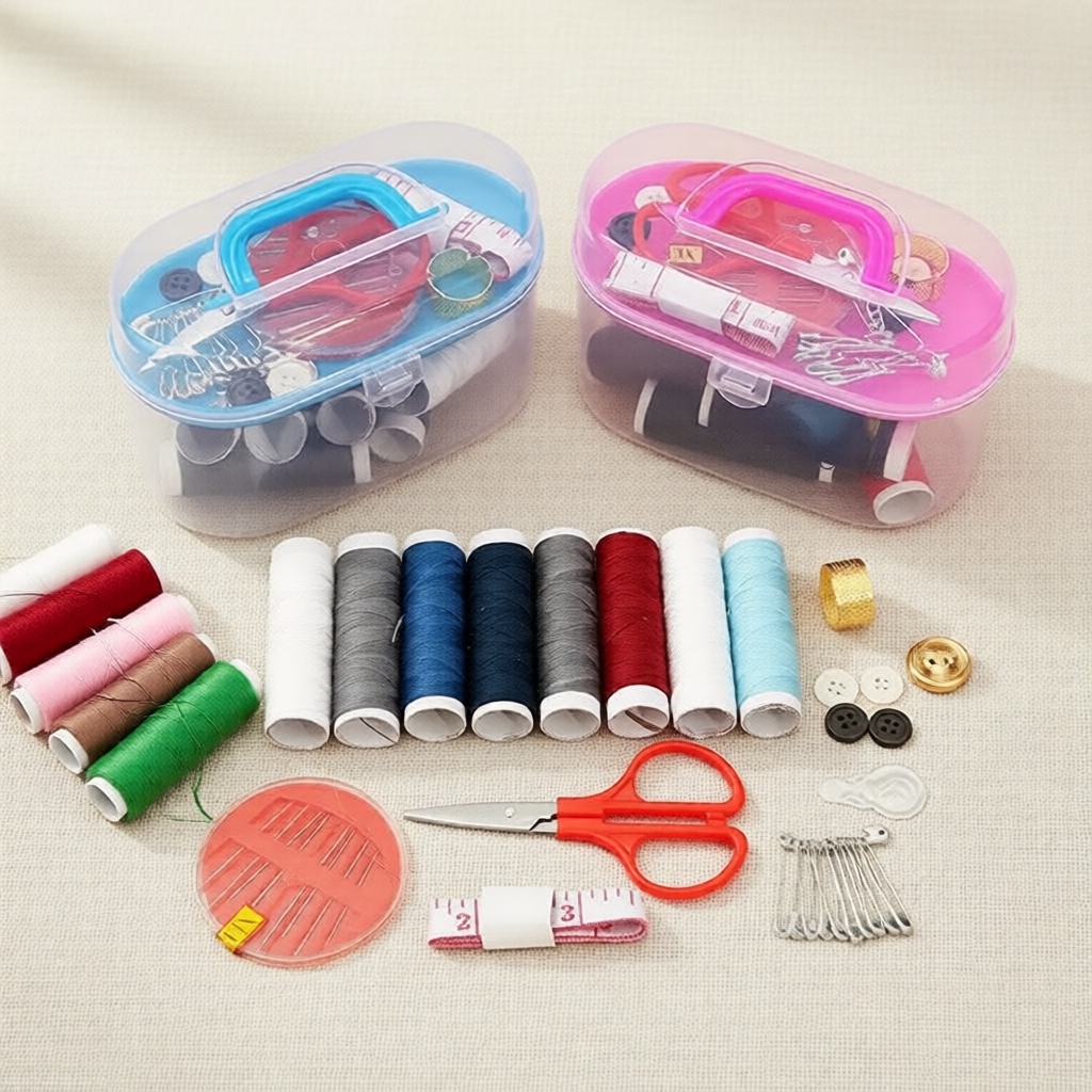 Kit de Costura para Roupas DIY: Inclui Agulhas de Tricô, Linha, Alfinetes, Dedal