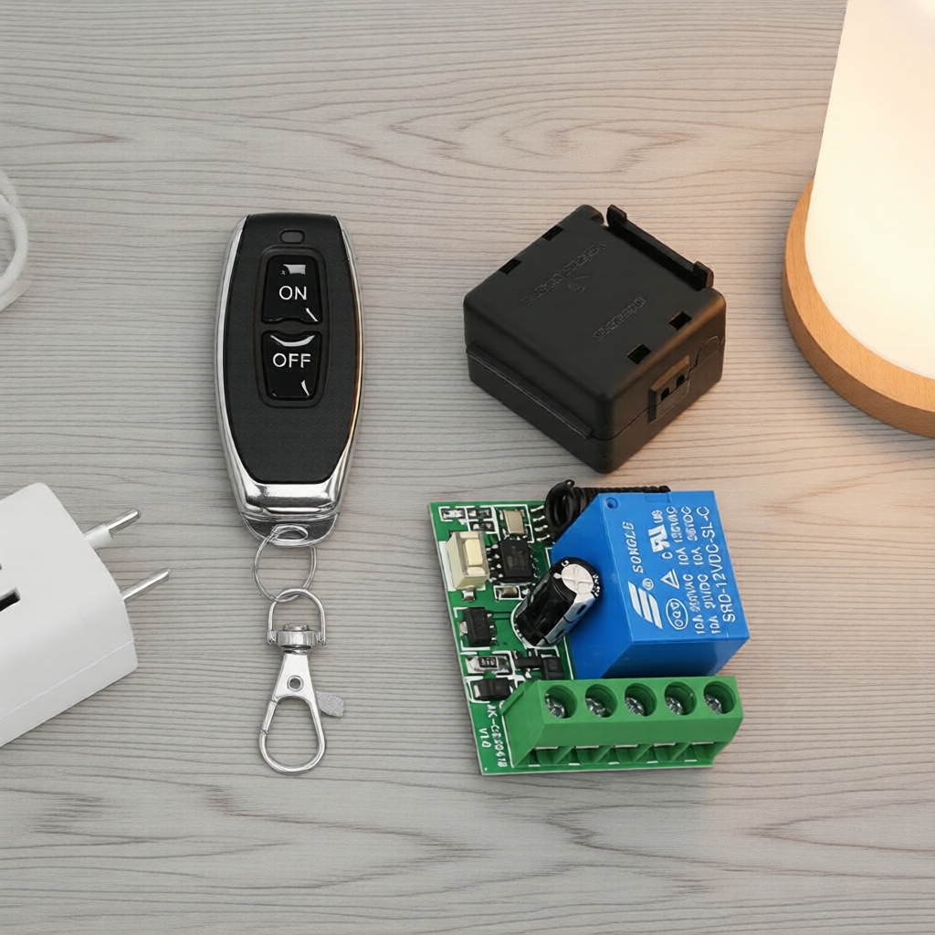 Módulo Receptor de Relé Mini de 433 MHz DC 12V para Controle Remoto de Portão/Garagem 10A