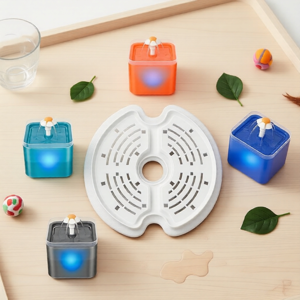 Conjunto de 4 filtros para fonte de água para gatos e 4 esponjas compatíveis com dispensadores de água para animais de