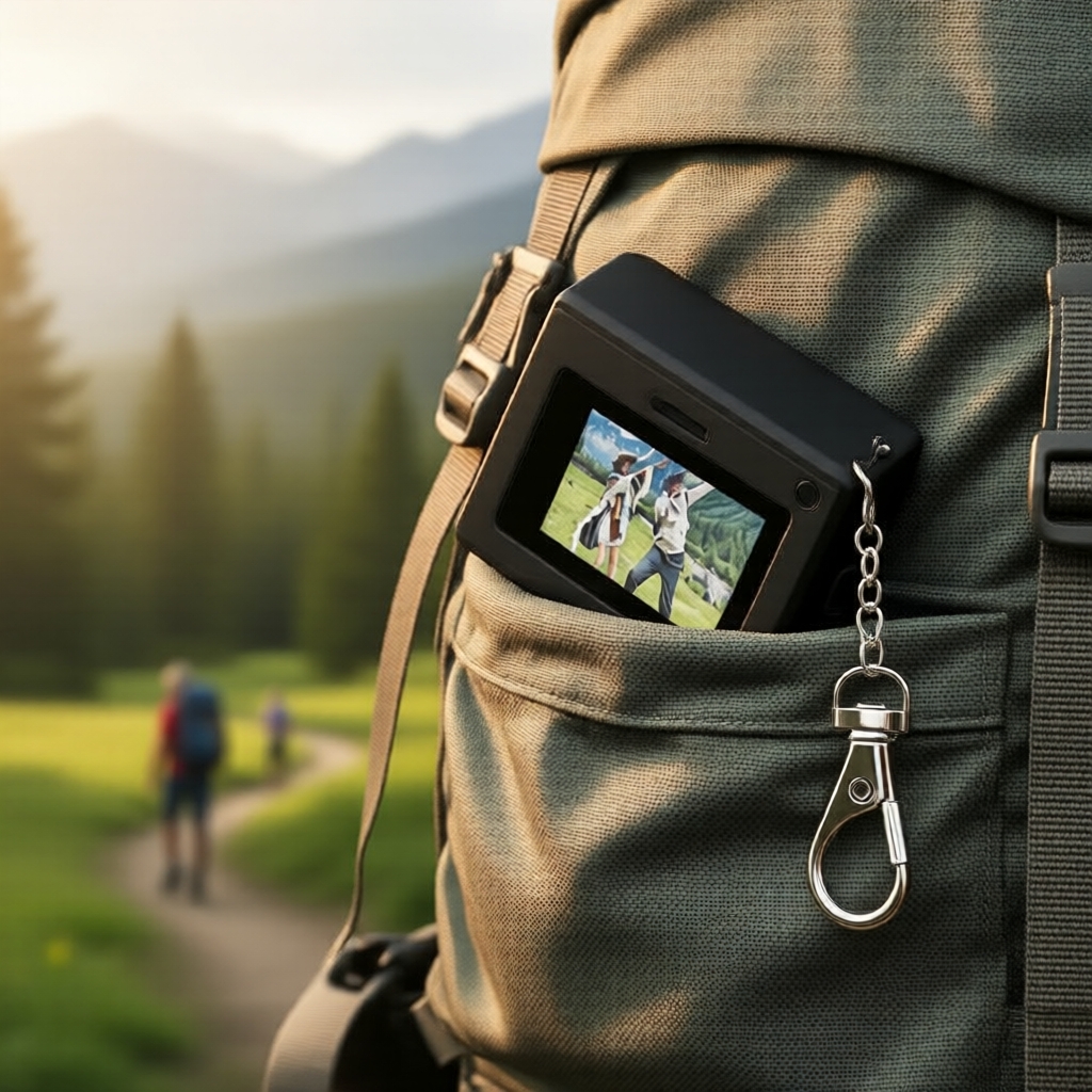Câmera digital de bolso HD, acessório de chaveiro, estilo vintage minimalista preto, ideia de presente para amigos