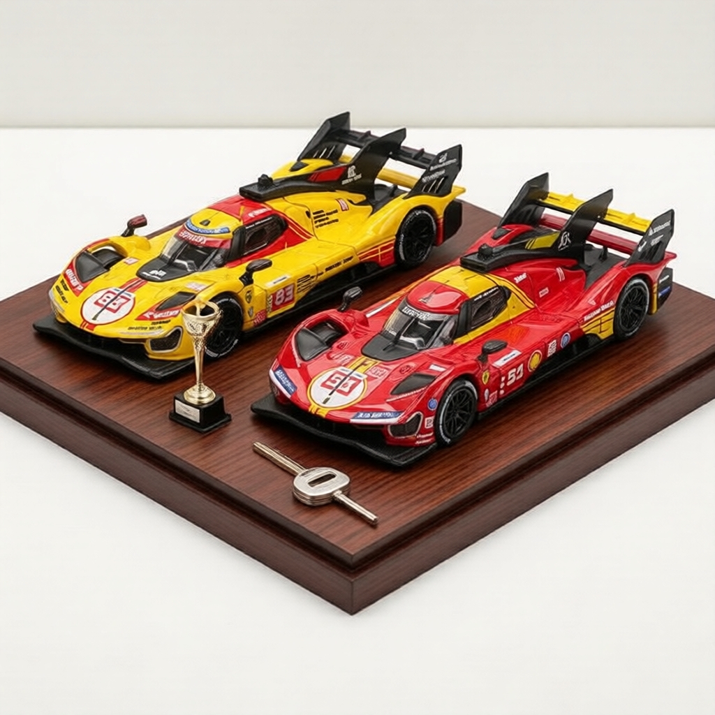 Bburago 1:64 - Miniatura Ferrari 499P em caixa acrílica transparente, ideal para meninos e colecionadores