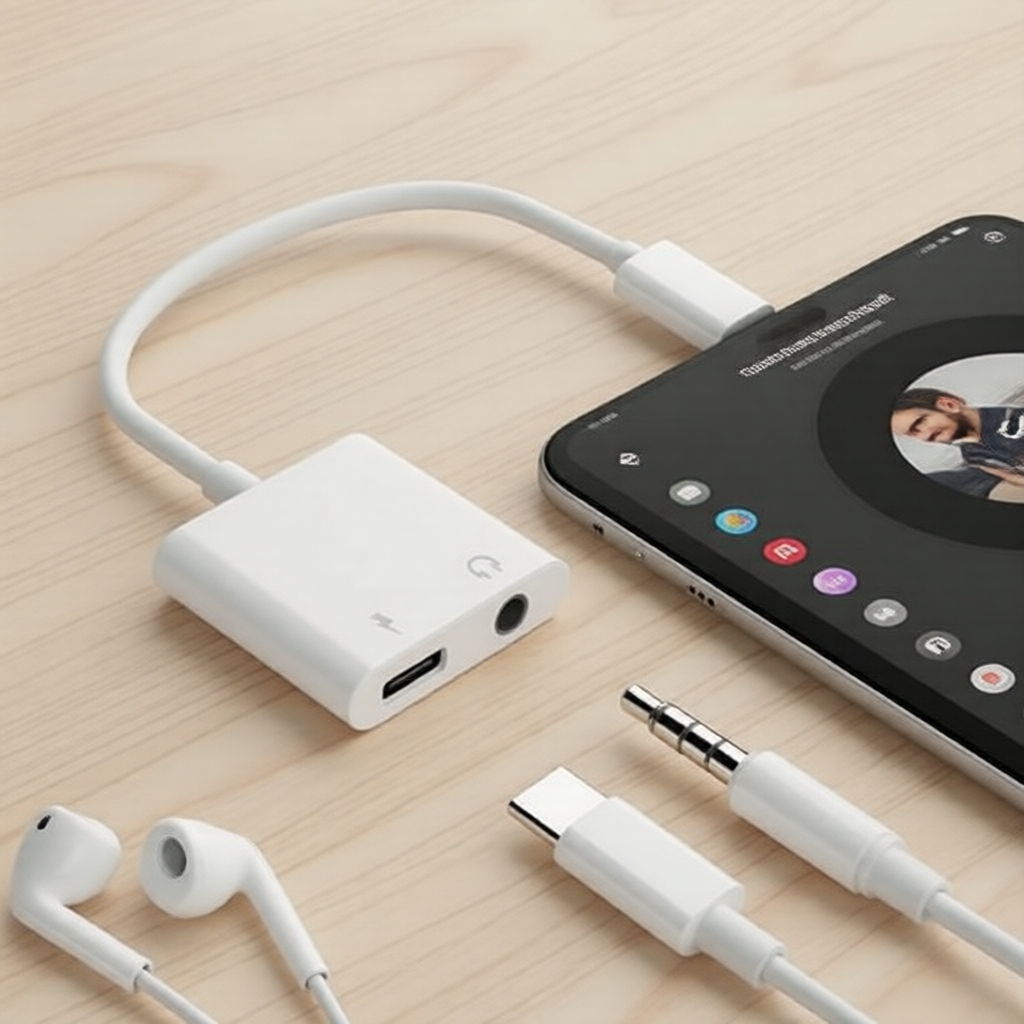 Cabo Adaptador de Áudio USB-C para Jack Fêmea de 3,5 mm para iPhone 15 Series & Apple MacBook/iPad Pro