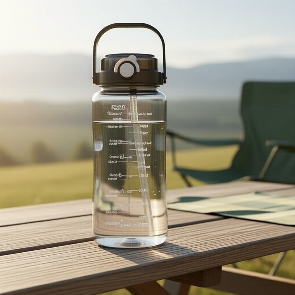 Allen garrafa esportiva PC resistente ao calor 1500ml/2000ml, com canudo, alça, escala e dupla saída