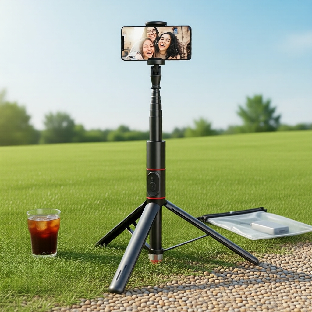Smartphone Tripod Dobrável com Bastão de Selfie Magnético e Suporte Auto-Pop, Pronto para Bluetooth para Vlogging