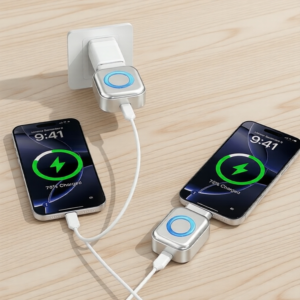 Adaptador Inteligente Auto-Desligamento 2026 140W com AI Auto-Off e Proteção de Silicone para Smartphones