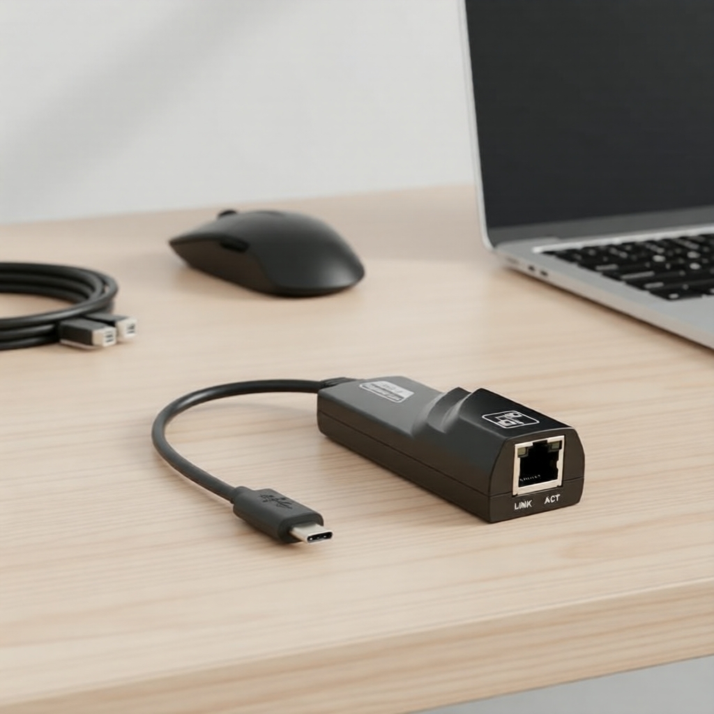 Adaptador USB-C para Gigabit Ethernet 1000Mbps RJ45 LAN para MacBook/Windows/Chromebook