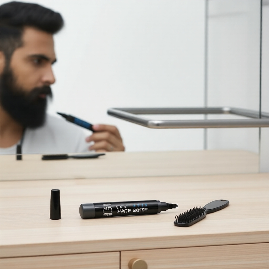 Caneta Preenchedora de Barba e Bigode Masculina – À Prova d’Água e Resistente a Borrões, para Sobrancelhas e Áreas
