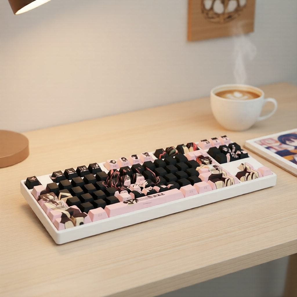 Teclas Leize Pink PBT 138 Chaves Perfil Cherry Sublimadas Legenda Lateral para Teclados Mecânicos 61/64/68/87/96/104/108