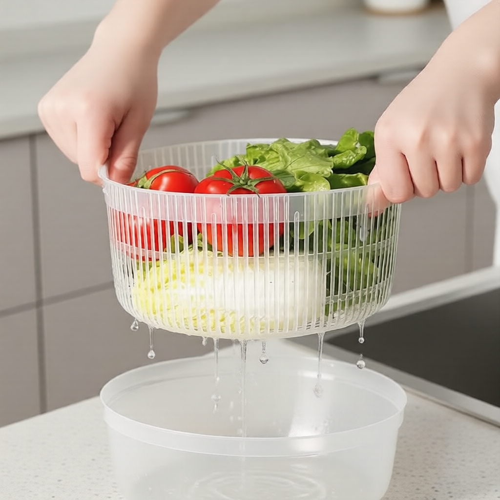 Centrífuga Manual de Salada & Secador de Vegetais Multifuncional para Cozinha, Secador Giratório para Uso Doméstico,