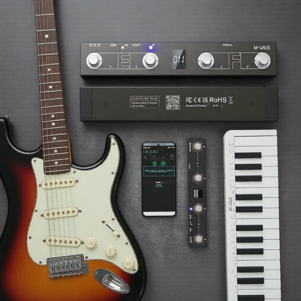M-VAVE Chocolate Plus Pedal Teclado Bluetooth MIDI de 4 interruptores para estúdio de gravação e controle de áudio