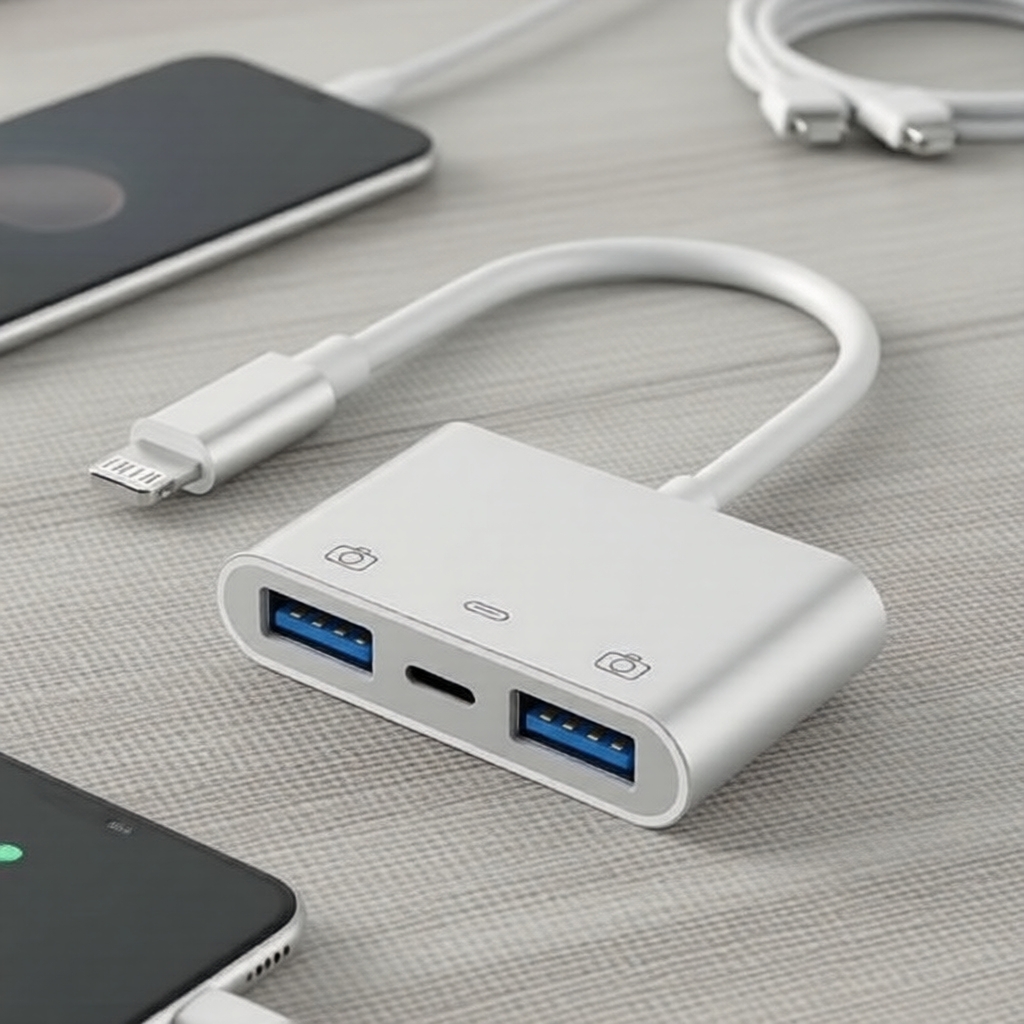 Adaptador OTG USB 3.0 para iPhone 14 13 Mini 12 Pro Max iPad, 3 em 1 para teclado e mouse