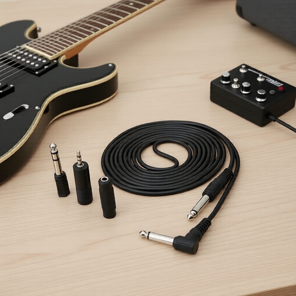 Cabo de áudio para guitarra 3m 6,35mm a 3,5mm, cabo silencioso para guitarra elétrica/baixo