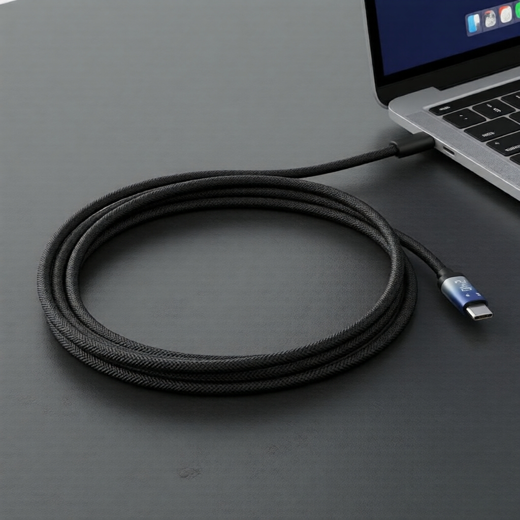 Cabo GYX USB-C 6,6 pés 240W/66W, Tela Digital LED para iPhone 15/16/17 Pro Max, Samsung, MacBook, iPad e Laptops