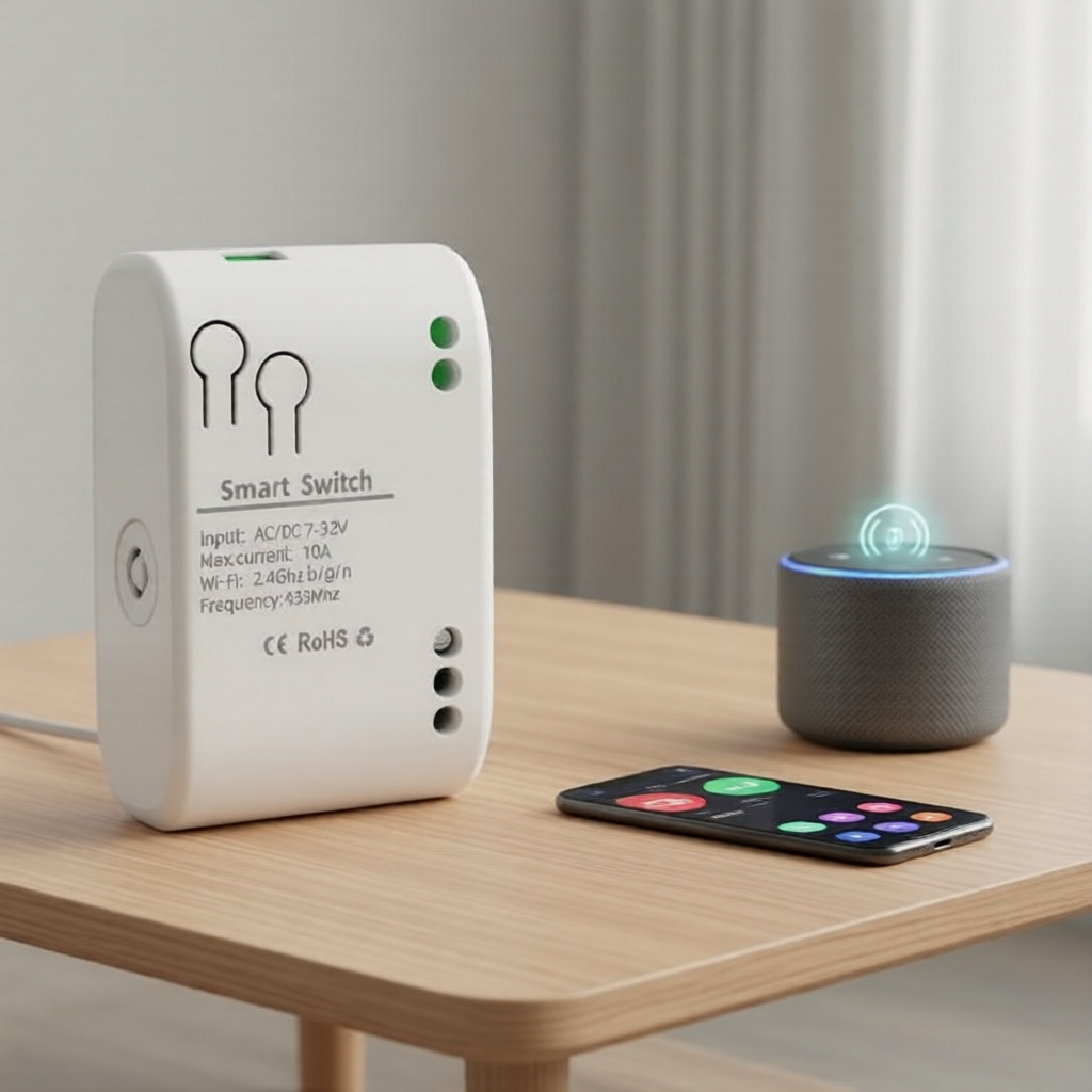 Controlador de Relé WiFi Tuya para Porta de Garagem 1 Canal 7V-32V AC/DC Timer Inching Autotravante Alexa/Google Voice