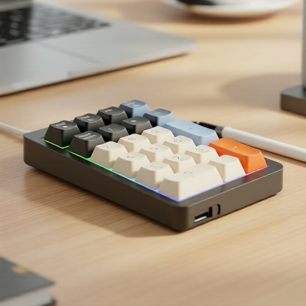Freewolf M21 Teclado Numérico RGB Recarregável com 21 Teclas, Modo Duplo Bluetooth 5.0 e 2.4G