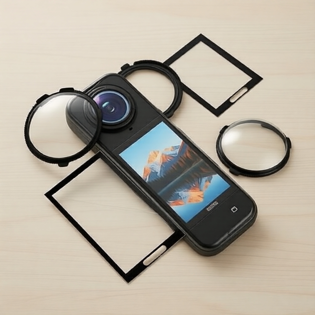 Insta360 X5 Protetor de Lente: 2x Tampas de Lente + 2x Protetores de Tela, Capa de Lente Substituta Durável, Clareza HD,