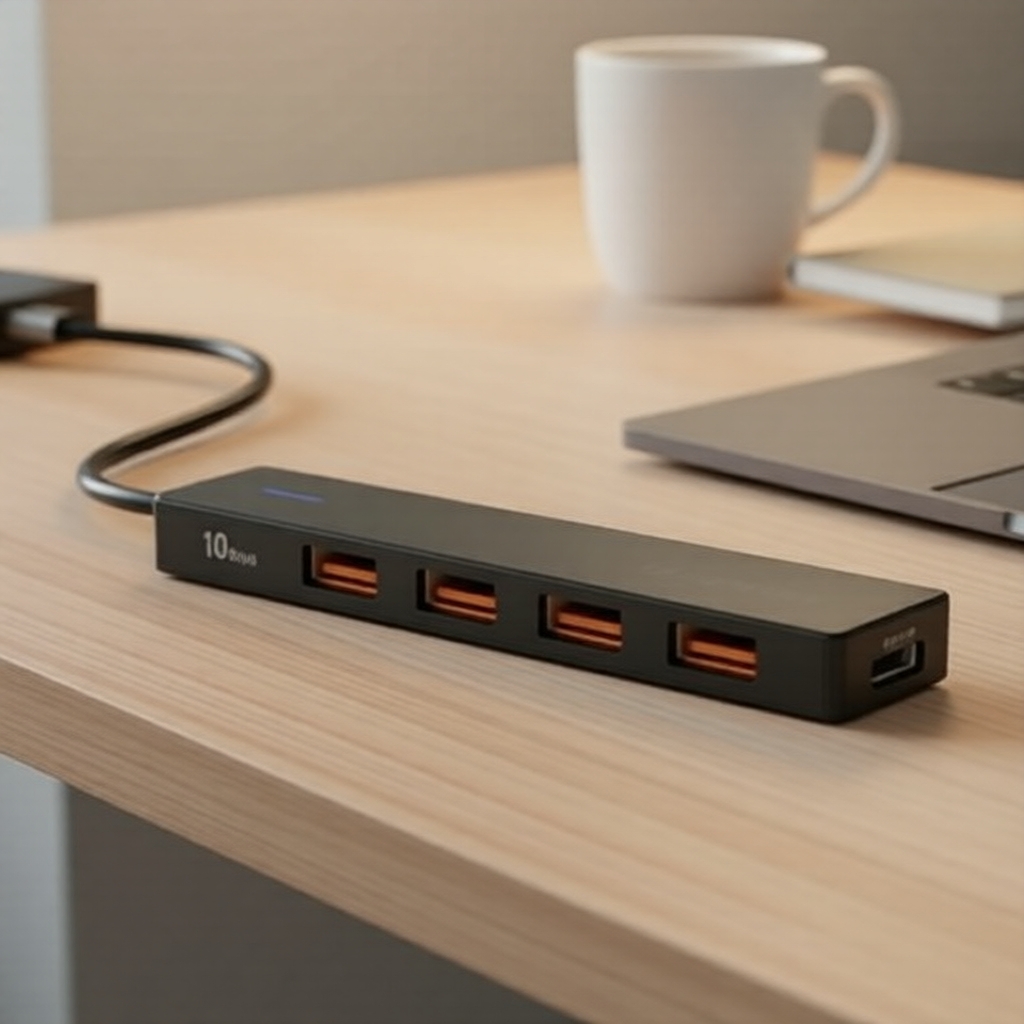Adaptador USB-C Vention 5 em 1: 4x USB 3.2 Gen 2 Tipo-A e USB-C 10 Gbps para Windows, MacOS e Linux