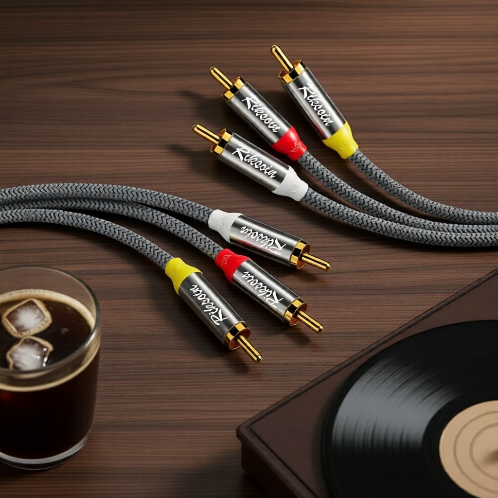 Riksoin Cabo AV RCA 3x3 2M/6,6 pés para Amplificador de Som DVD Player HIFI Plus