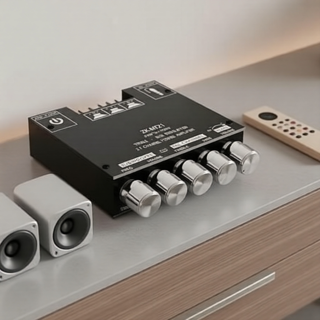 Módulo Amplificador Classe D ZK-MT21, Estéreo 50Wx2 + 100W Subwoofer, Controle de Tom, Para Montagens Personalizadas