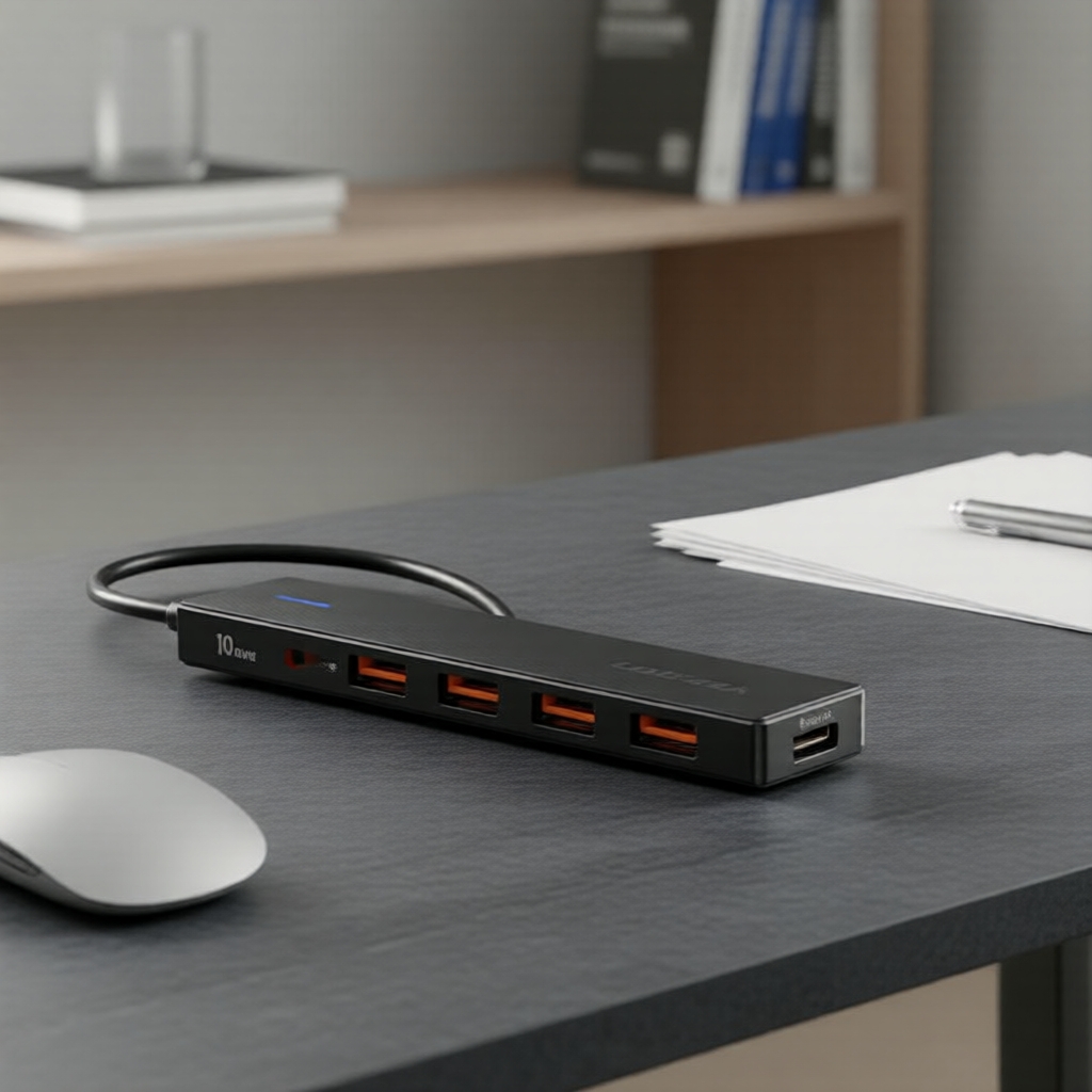 Hub USB-C 5 em 1 Vention: 4x USB-A 3.2 Gen 2 + USB-C 10Gbps para Windows, MacOS e Linux