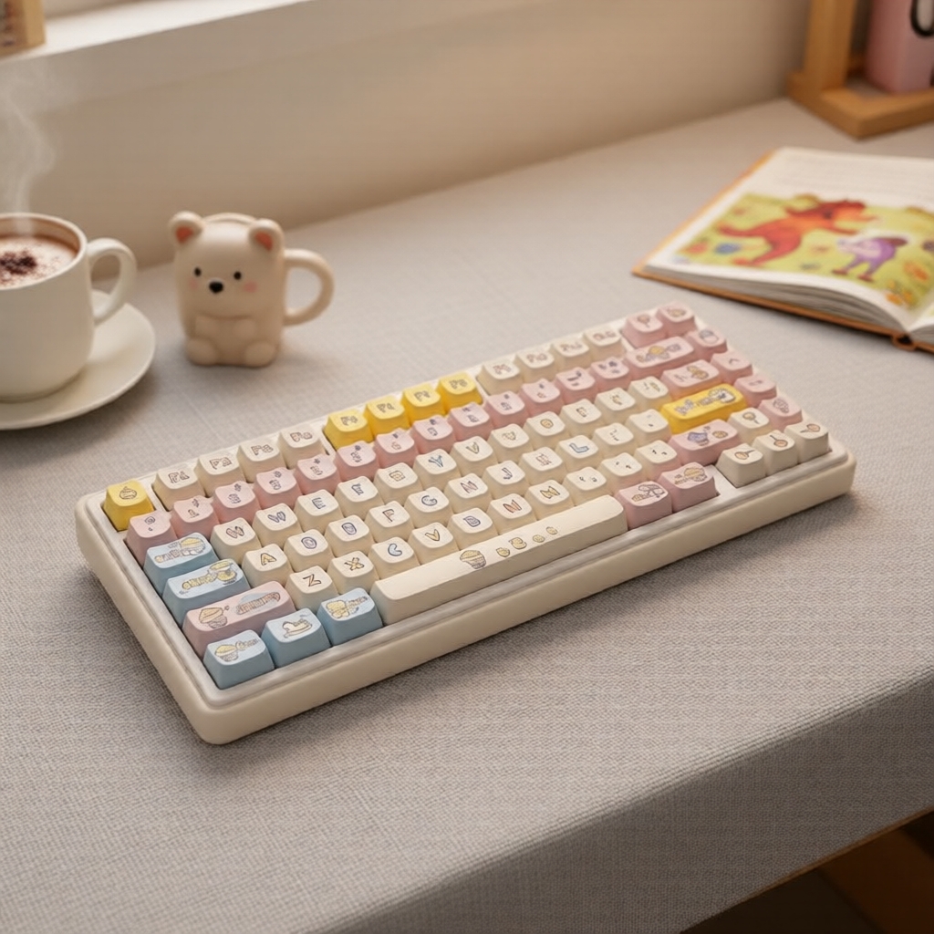 138 teclas, teclas dye-sub PBT para jardim de infância, formato de cachorro/gato, perfil MAO, para switches MX