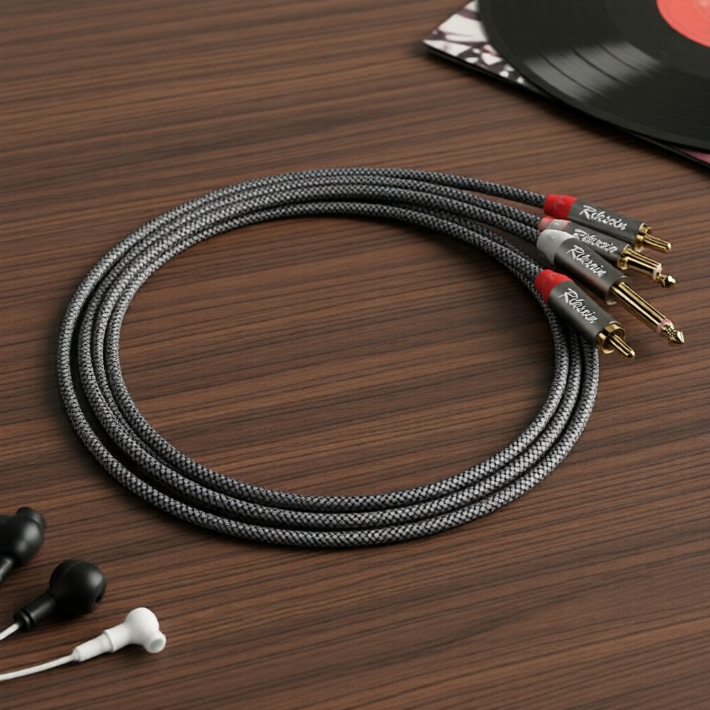RIKSOIN Cabo RCA 2xRCA para 6,35mm 1/4 TRS Estéreo, trançado para guitarra/caixa de som/mesa de som (2x6,35mm)
