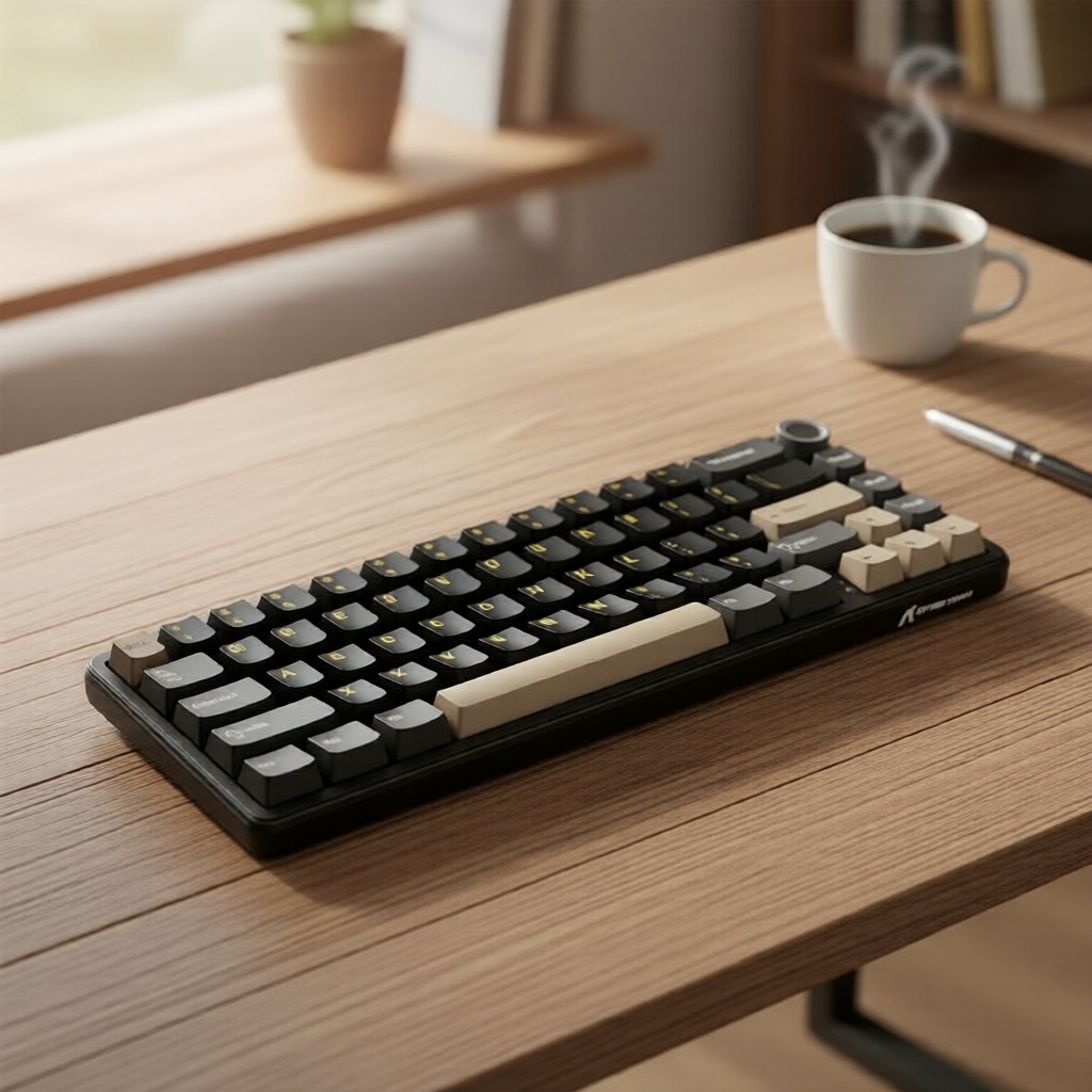 Teclado Shark X66 com 66 teclas, 3 modos de conexão, iluminação RGB, intercambiável, botão CNC de 3000mAh, para PC/Mac