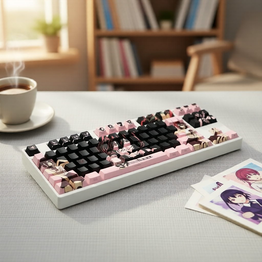 138 Teclas Leize Rosa, Keycaps PBT com Legenda Sublimada Estilo Cherry, Compatível com Teclados de